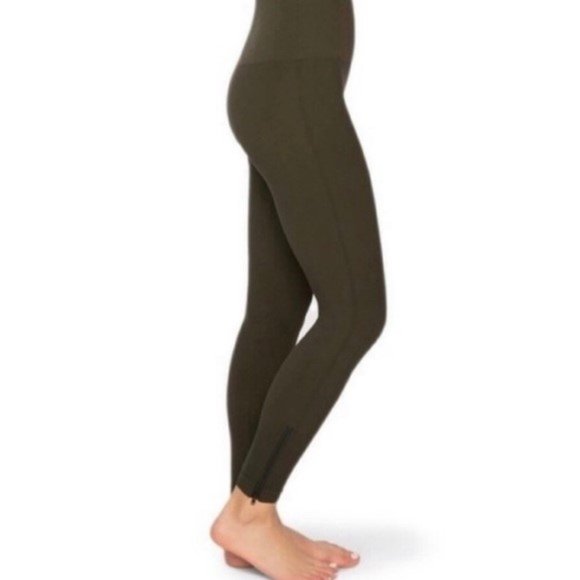 SPANX Seamless Side Zip High Waist Seamless Leggings Deep Olive Green Sz XL NWT - Picture 5 of 9